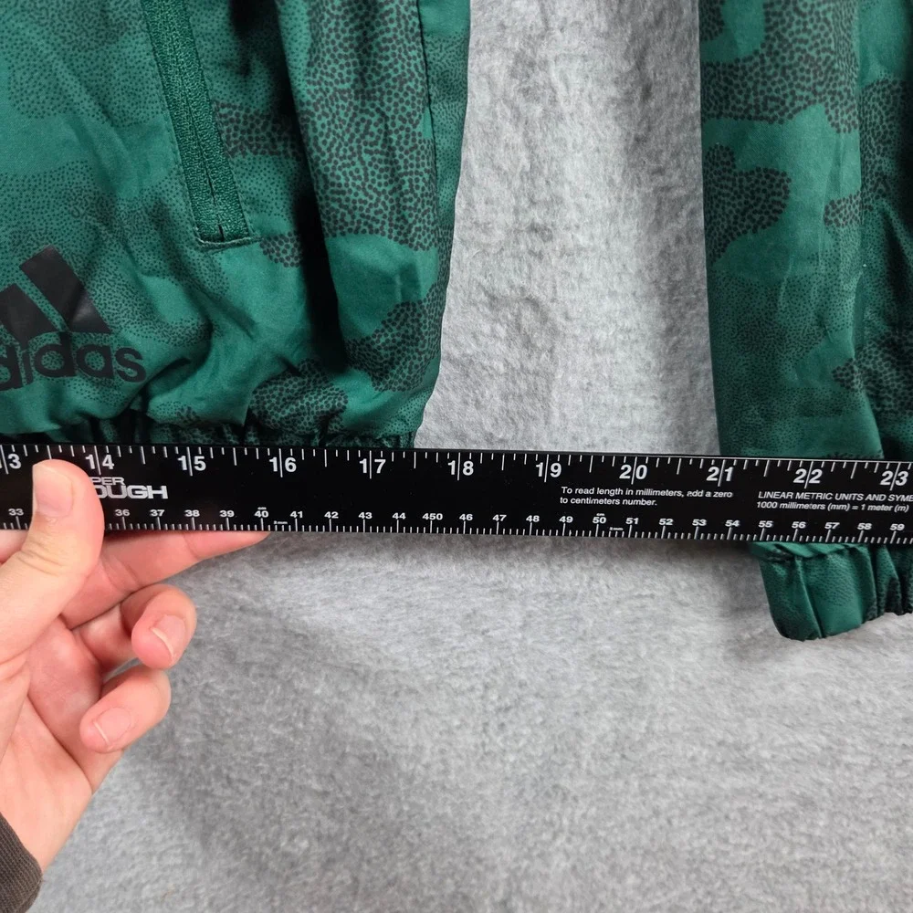 Adidas Windbreaker Jacket Mens Size M Green Camo Full Zip Mesh Lined Excellent